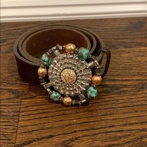 Western Inspired Genuine Italian leather belt w/detailed buckle